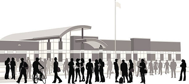 schoolcrowd - silhouette student school learning stock illustrations