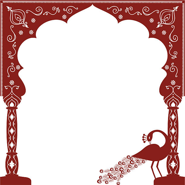 Mehndi Peacock Arch vector art illustration
