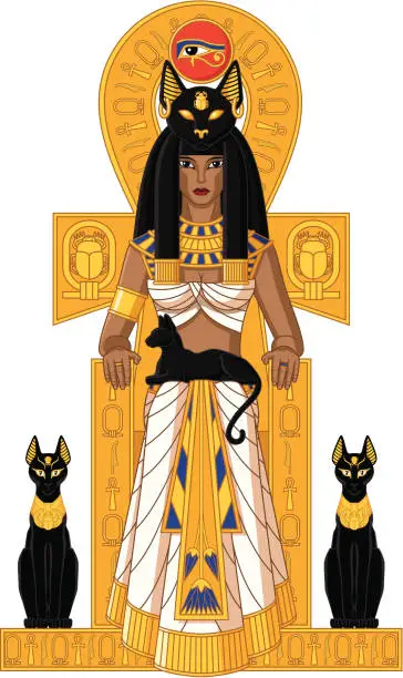 Vector illustration of Egyptian Goddess Bastet