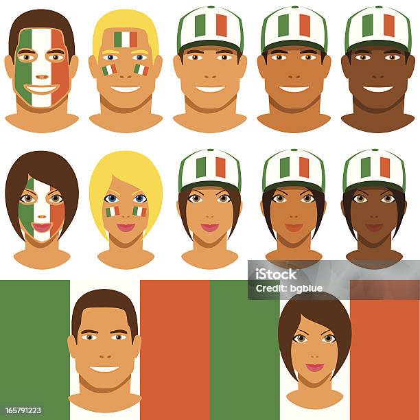 Irish Ventole Patriot Con Bandiera Di Irlanda - Immagini vettoriali stock e altre immagini di Adulto - Adulto, Allegro, Arancione