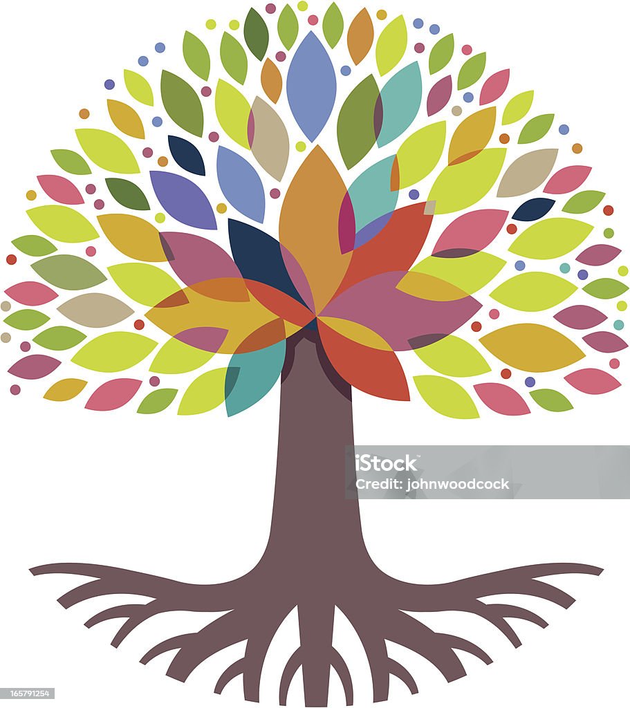 Dekoracyjne Drzewo i korzenie - Grafika wektorowa royalty-free (Drzewo)