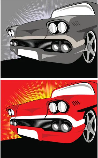 Vector illustration of Classic american car two color versions