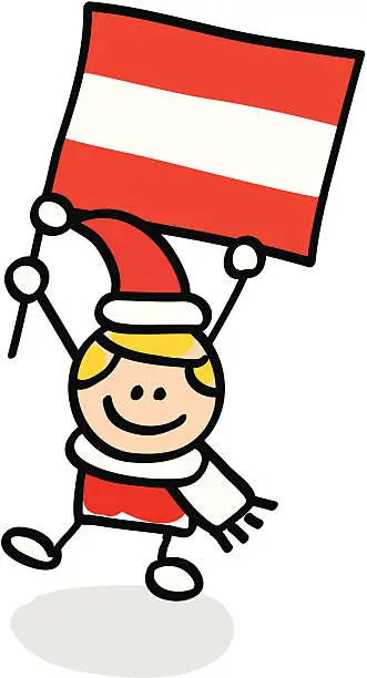 Vector illustration of boy with Austria flag cartoon illustration