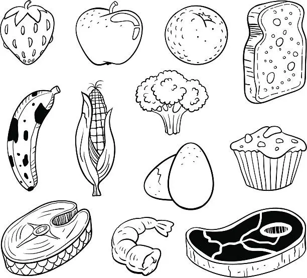 Vector illustration of Several Grocery Kitchen