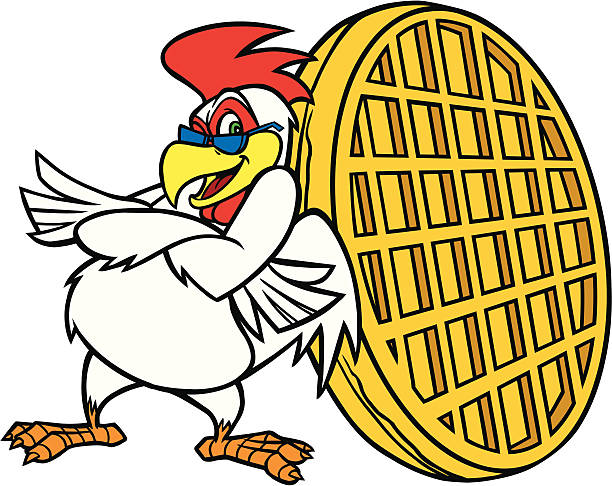 kurczak gofr maskotka - waffle chicken fried chicken food stock illustrations
