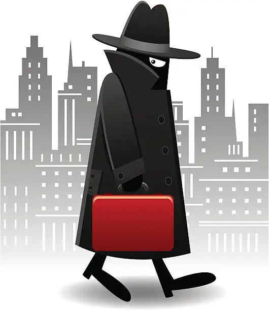 Vector illustration of Men in Black with Red Briefcase