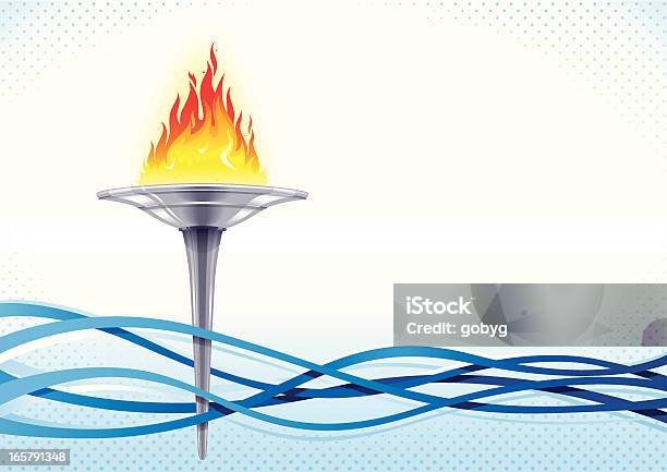 Tocha De Fogo - Arte vetorial de stock e mais imagens de Evento multidesportivo internacional - Evento multidesportivo internacional, Chama, Padrão