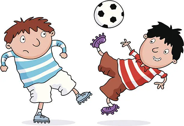 Vector illustration of Two Footy Kids