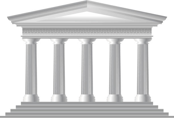 ilustrações, clipart, desenhos animados e ícones de ilustração de fachada do templo romano - column greek culture roman architecture