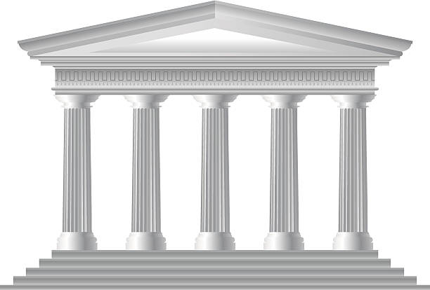 иллюстрация римский храм фасад - temple classical greek greek culture architecture stock illustrations
