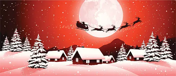 Vector illustration of Santa Claus and his sleigh