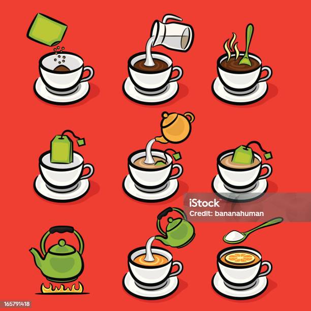 Ilustración de Hacer Café Y Té y más Vectores Libres de Derechos de Té - Bebida caliente - Té - Bebida caliente, Té con Hielo, Echar