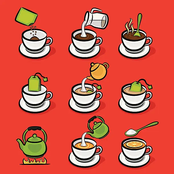 Vector illustration of Making Coffee and Tea