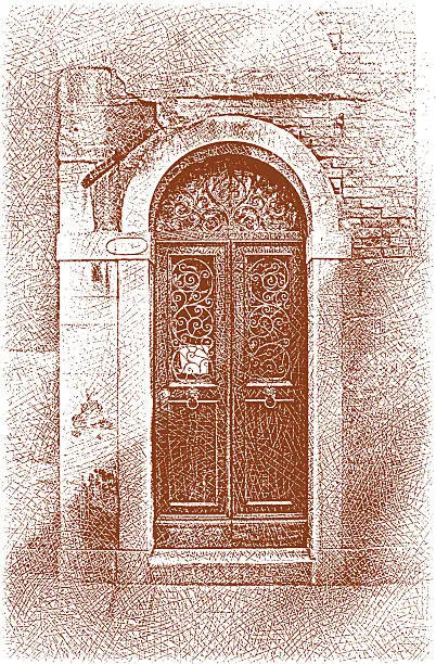 Vector illustration of Ancient Door In Venice, Italy