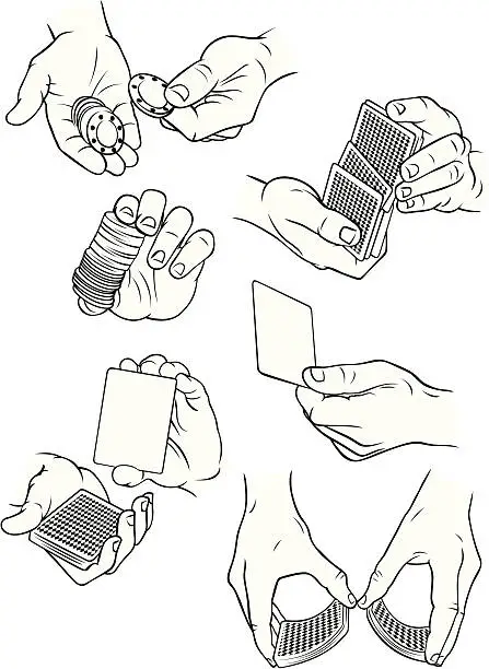 Vector illustration of Hands playing cards and gambling