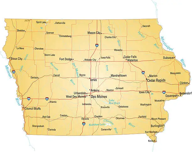 Vector illustration of Map of Iowa