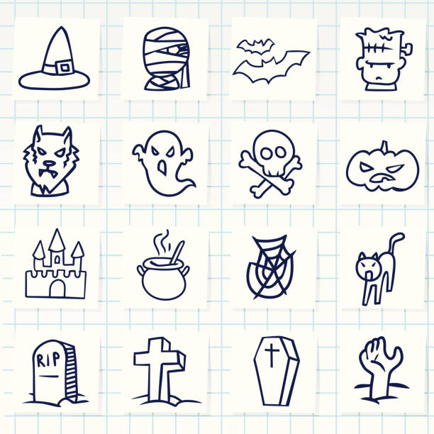 halloween ikony - cross shape cross grave nobody stock illustrations