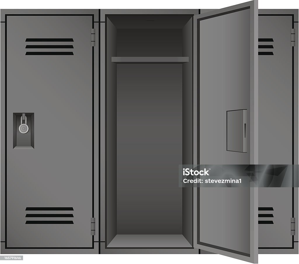 Empty Gray School Gymnasium Academic Padlock Sports Lockers Vector Illustration http://www.zmina.com/Sports.jpg Locker stock vector