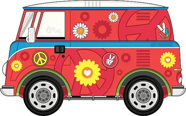 Vector illustration of Hippie Camper Van