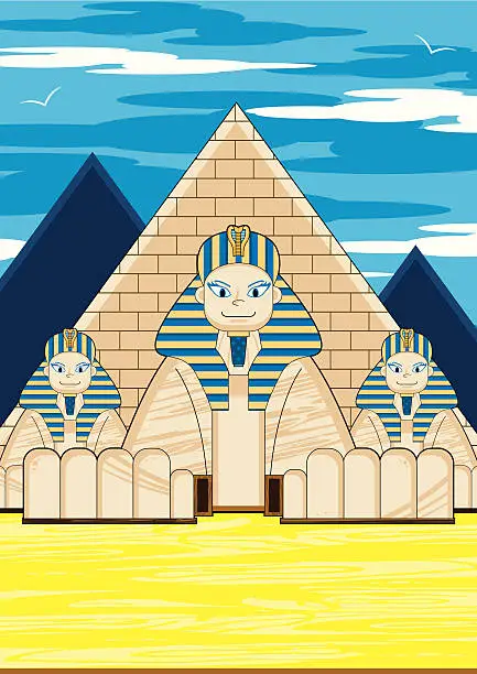 Vector illustration of Great Egyptian Sphinx & Pyramid