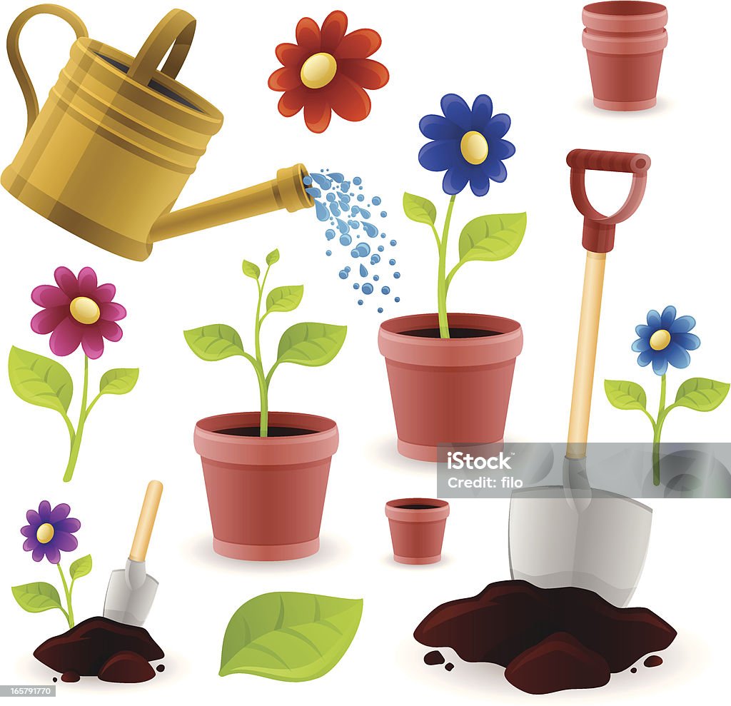 Gärtnern - Lizenzfrei Blumentopf Vektorgrafik