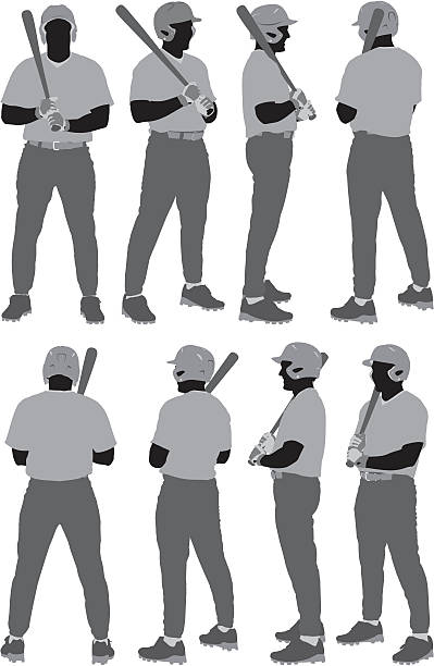 wiele obrazów w baseball player - playing baseball white background action stock illustrations