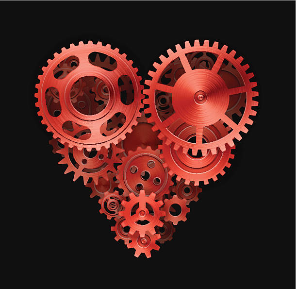 illustrazioni stock, clip art, cartoni animati e icone di tendenza di rosso cuore - love teamwork cooperation machine