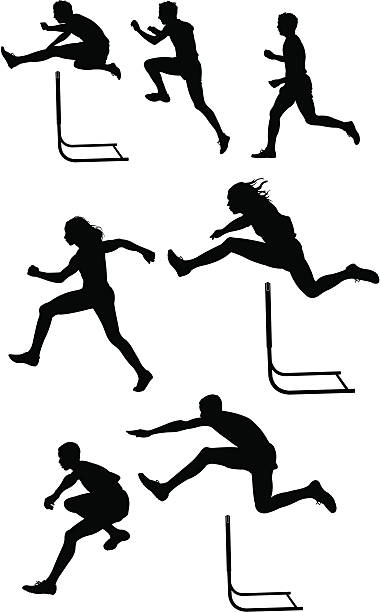 illustrations, cliparts, dessins animés et icônes de course de haies hurdlers-homme - athlete muscular build hurdle motivation