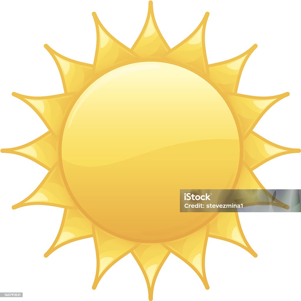 Em amarelo brilhante sol de verão Ilustração vetorial - Vetor de Calor royalty-free