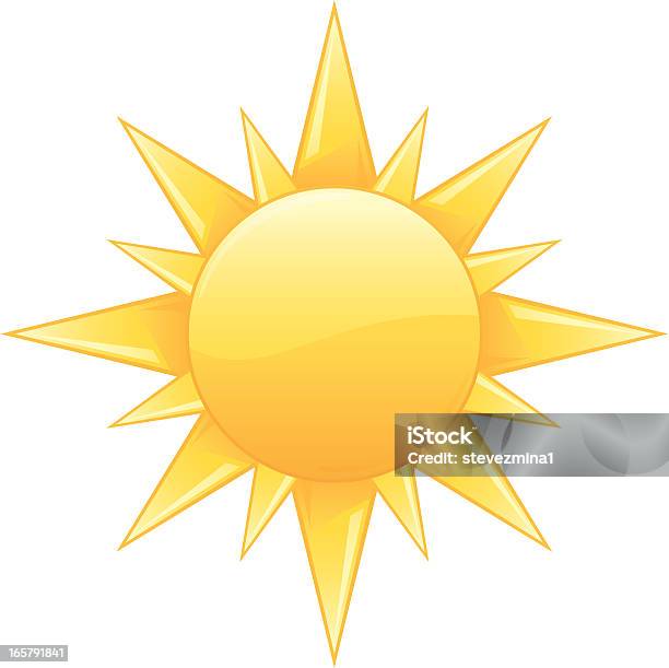 Radiant Żółty Lato Słońce Ilustracja Wektorowa - Stockowe grafiki wektorowe i więcej obrazów Bez ludzi - Bez ludzi, Gorąco, Grafika wektorowa