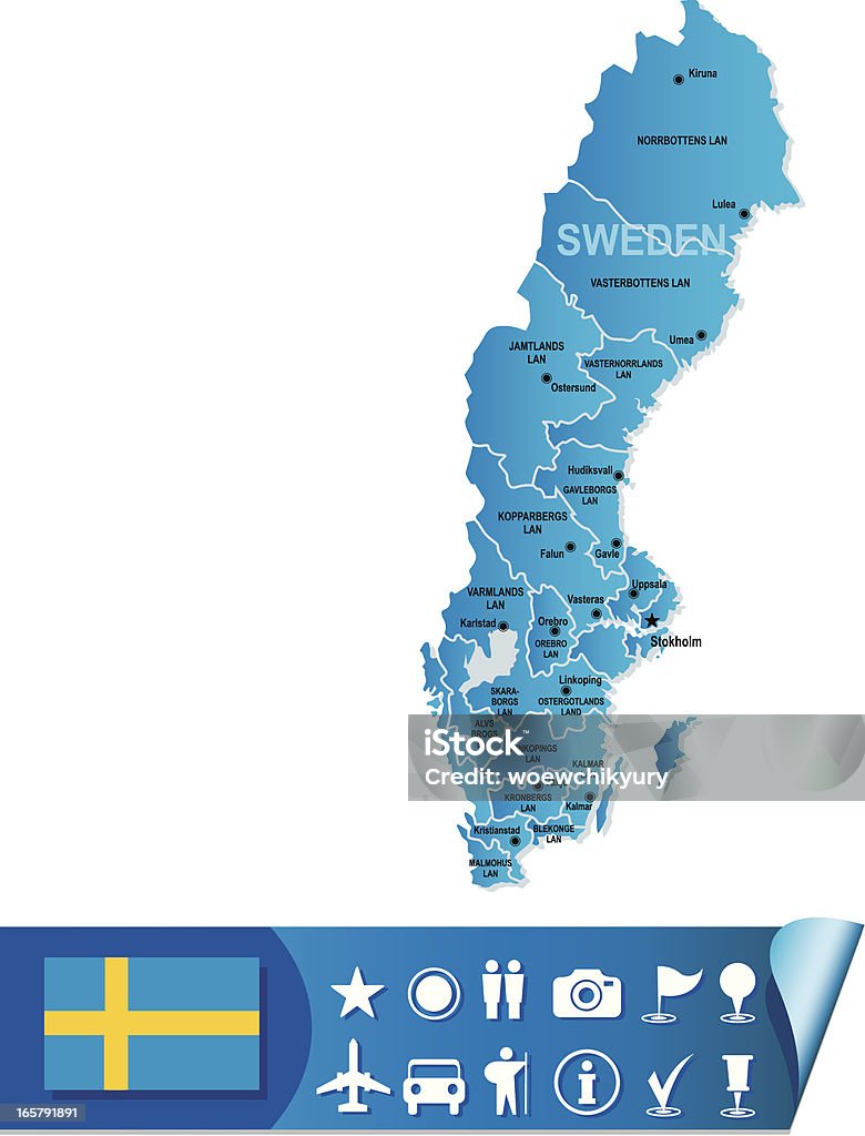 A Suécia mapa - Vetor de Bandeira royalty-free