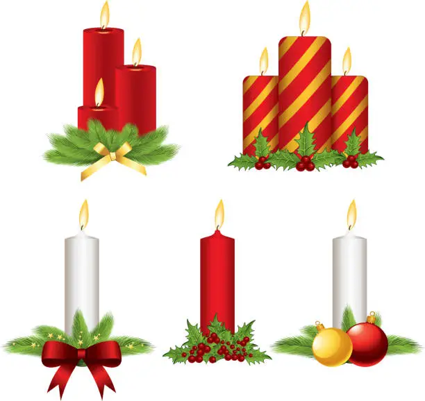 Vector illustration of Christmas candle collection