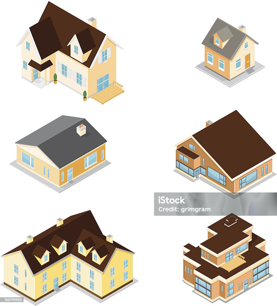 Isometric Häuser - Lizenzfrei Isometrische Darstellung Vektorgrafik