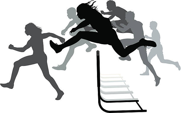 hurdlers -雄レース、トラックを満たします。 - athlete muscular build hurdle motivation点のイラスト素材／クリップアート素材／マンガ素材／アイコン素材