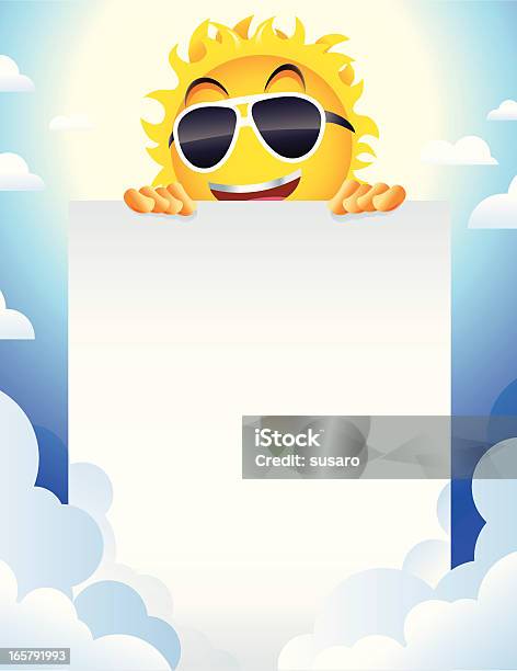 미소 여름 태양 말풍선이 있는 문자가 팻말 구름에 대한 스톡 벡터 아트 및 기타 이미지 - 구름, 날씨, 낮