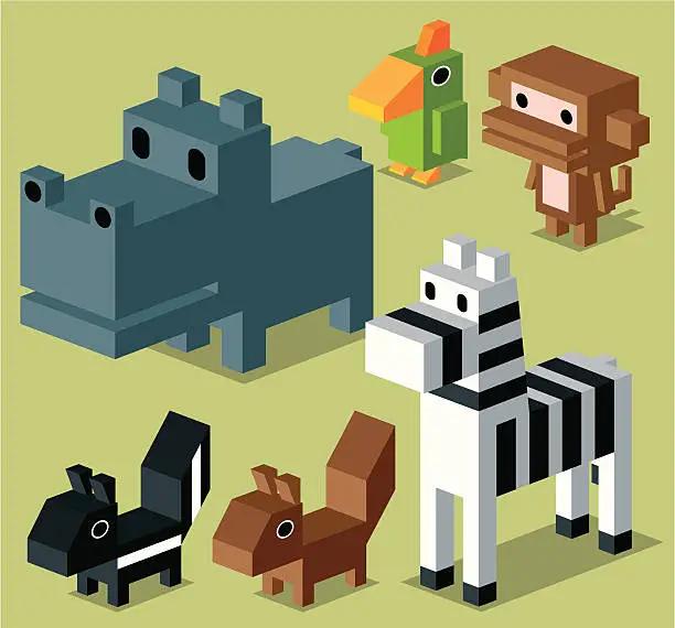 Vector illustration of Cubic Animal Collection