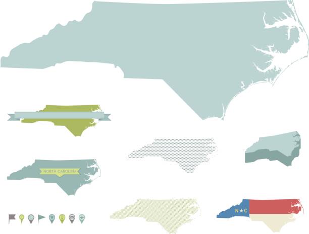 illustrazioni stock, clip art, cartoni animati e icone di tendenza di north carolina state mappe - north carolina immagine