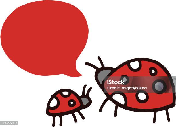 두 Ladybirds 및 말풍선을 개념과 주제에 대한 스톡 벡터 아트 및 기타 이미지 - 개념과 주제, 곤충, 귀여운