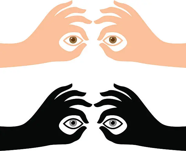 Vector illustration of Binocular hands