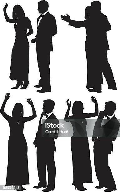 Várias Imagens De Um Casal Dança - Arte vetorial de stock e mais imagens de Formal - Formal, Dançar, Elegante