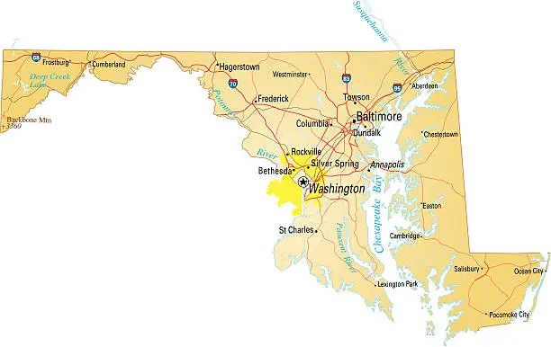 Vector illustration of Map of Maryland