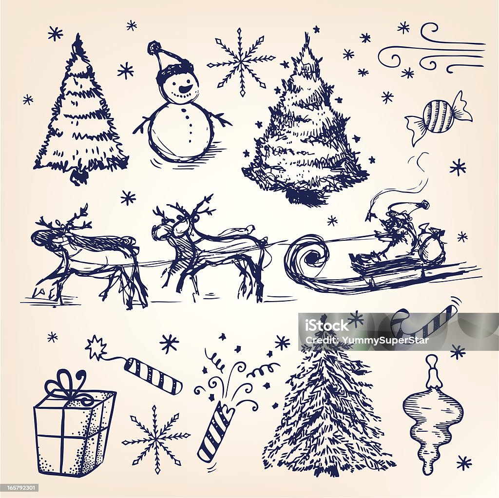 Christmas hand-drawn illustration Christmas and New Year doodles Christmas stock vector