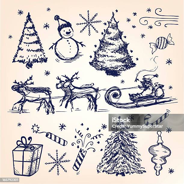 Christmas Handdrawn Illustration Stock Illustration - Download Image Now - Christmas, Sketch, Santa Claus