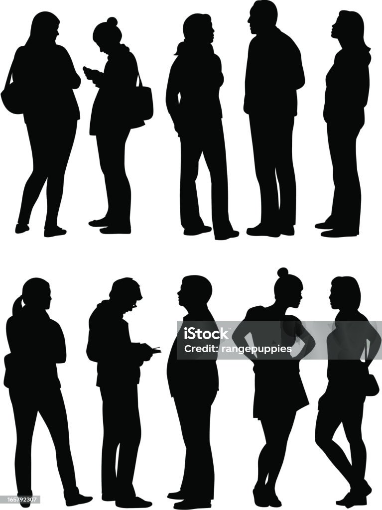 Silhouette illustrations of city people in various stances A collection of people in silhouette. Adult stock vector