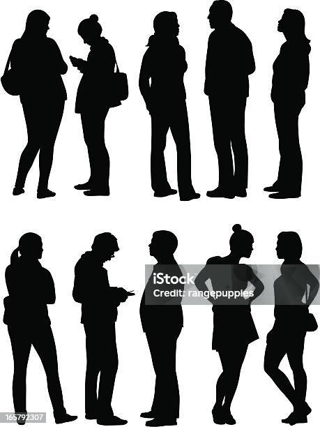 Silhouette Illustrations Of City People In Various Stances Stock Illustration - Download Image Now