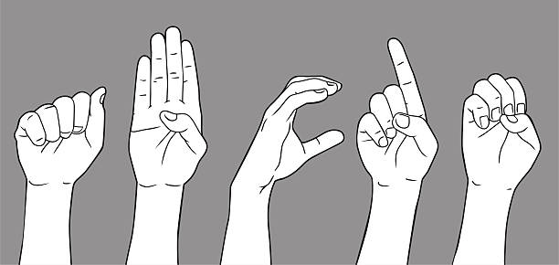 Sign Language Letter A B C D E Vector File of Hand Showing Sign Language of Letter A B C D E b c stock illustrations