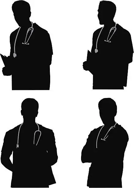 Vector illustration of Multiple images of a male nurse