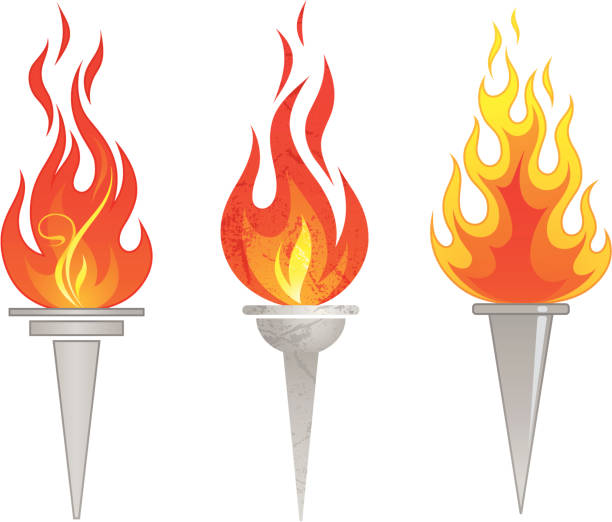 Flaming Torch Set of flaming torches sport torch stock illustrations