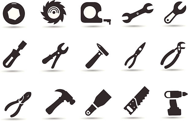 Hand Tools Icon Set Professional vector icons series. Transparent PNG version included.  wire cutter stock illustrations