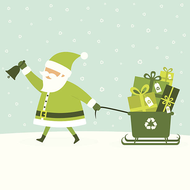 緑のクリスマスプレゼント - bell handbell christmas holiday点のイラスト素材／クリップアート素材／マンガ素材／アイコン素材